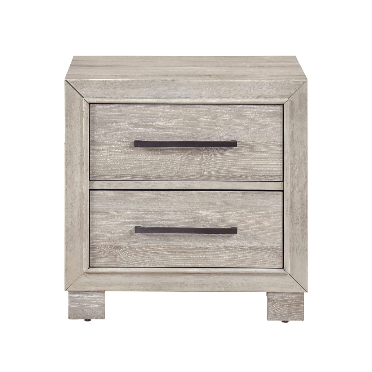 Modern Gray Finish Two-Drawer Nightstand - Wooden Bedroom Furniture