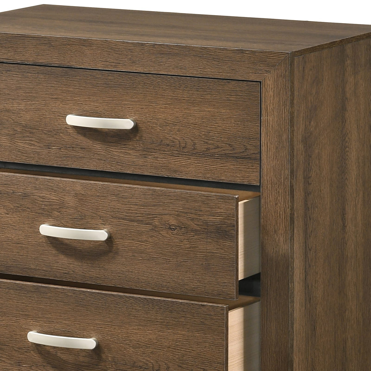 Oak Synthetic Wood Chest with Five Storage Drawers for Bedroom