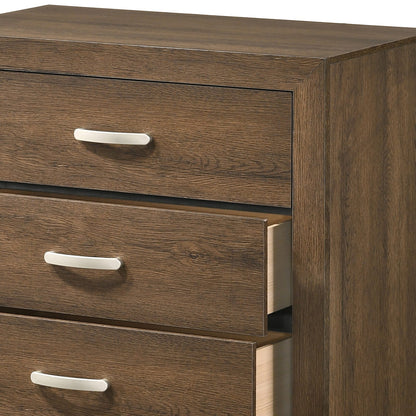 Oak Synthetic Wood Chest with Five Storage Drawers for Bedroom