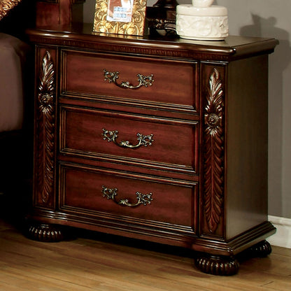 Brown Cherry 3 Drawer Bedside Cabinet Nightstand for Bedroom