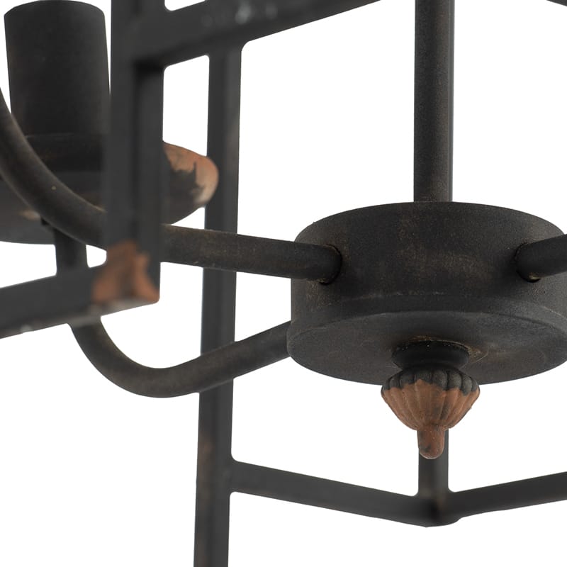 17.3" Black Iron Entryway Chandelier - Kitchen Dining Room Lighting