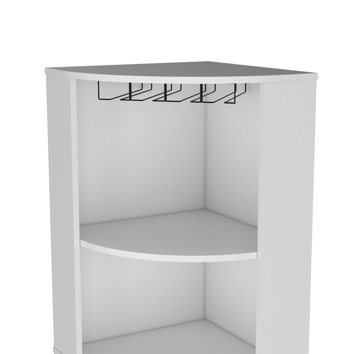 Corner Bar Cabinet with 5 Shelves & Wine Rack - White for Living Room