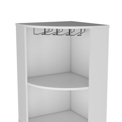 Corner Bar Cabinet with 5 Shelves & Wine Rack - White for Living Room