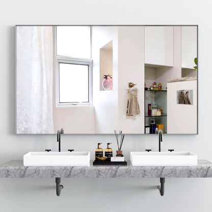 60x36" Oversized Rectangle Bathroom Mirror - Silver Frame