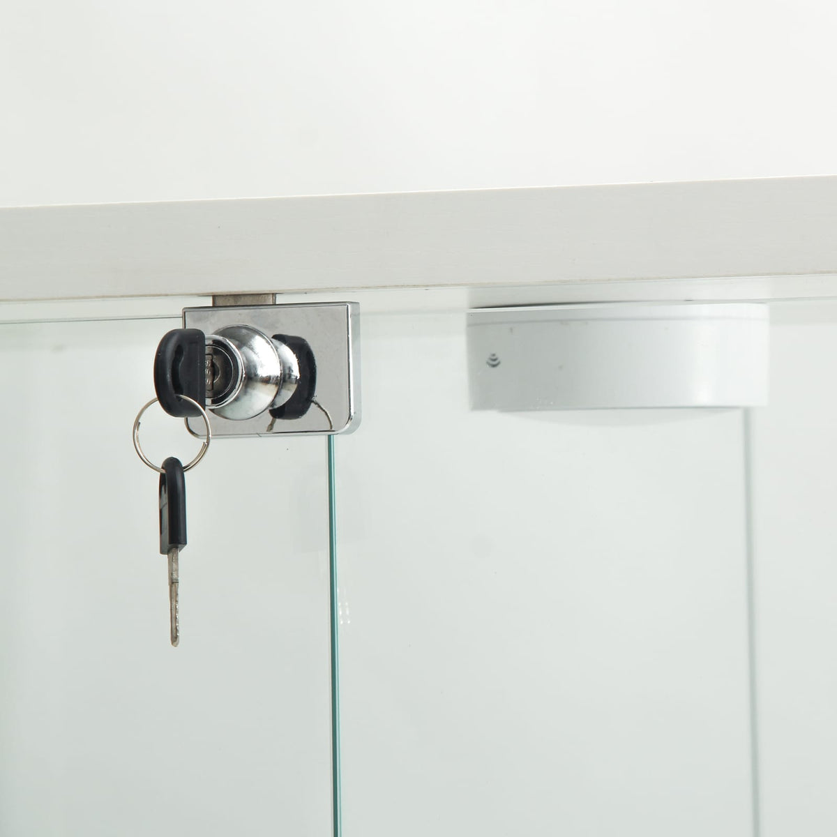 Glass Display Cabinet - 4 Shelves White for Home Office
