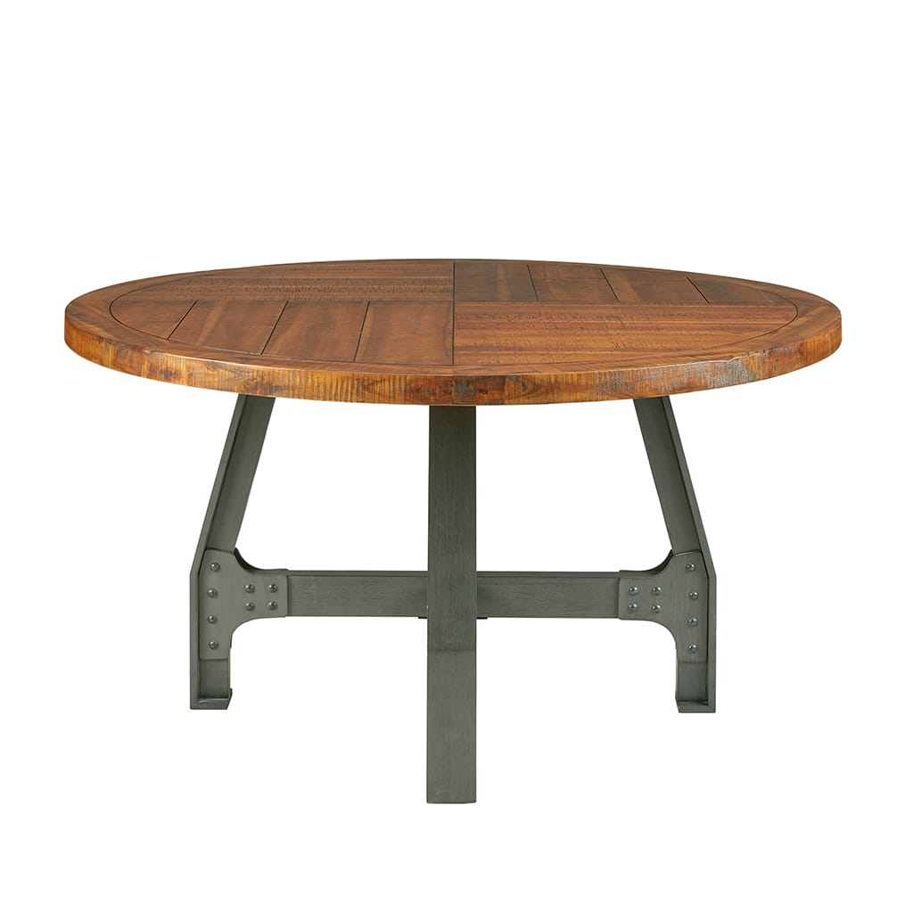 Walnut Round Dining Table with Adjustable Height Solid Wood