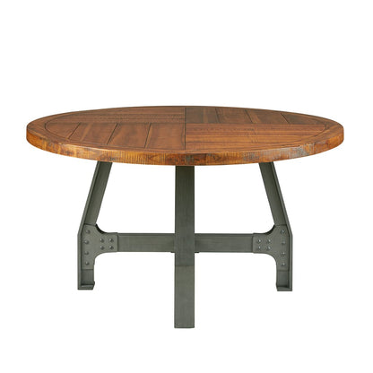 Walnut Round Dining Table with Adjustable Height Solid Wood