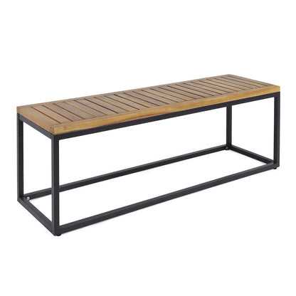 JECO Industrial Acacia Wood Bench - Teak & Black