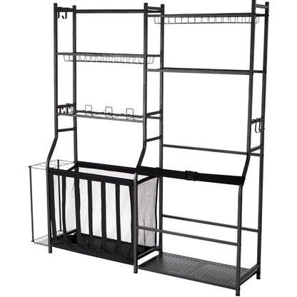Black Metal Golf Storage Stand - 2 Bag Holder for Living Room