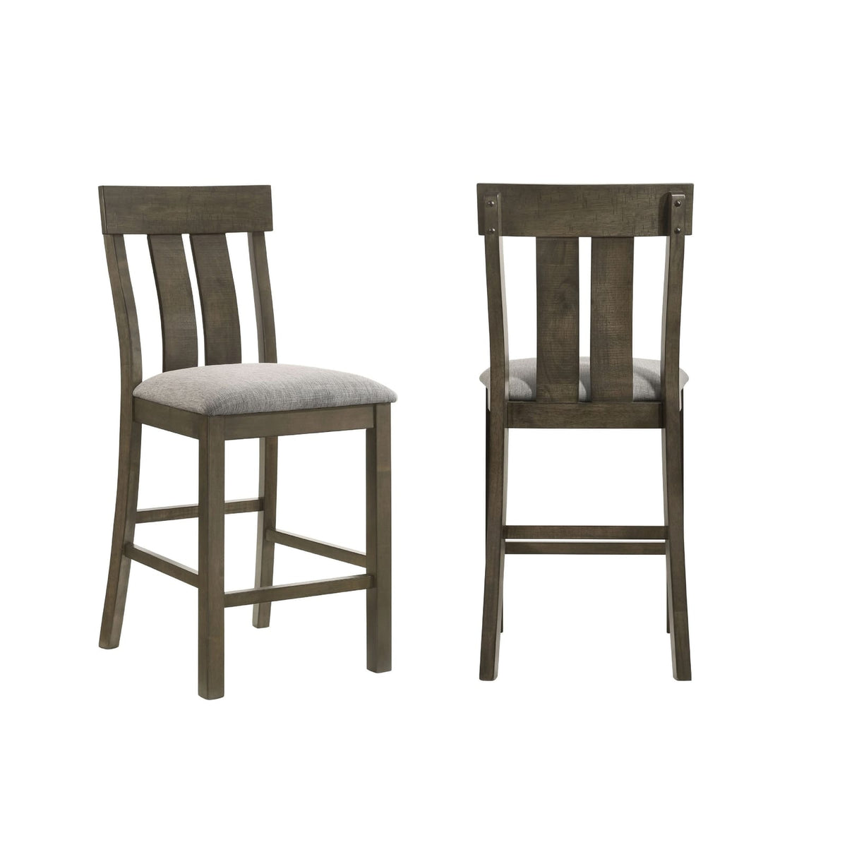 Omal Counter Height Dining Chairs Set of 2 - Brown Wood & Gray Fabric