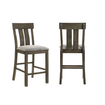 Omal Counter Height Dining Chairs Set of 2 - Brown Wood & Gray Fabric