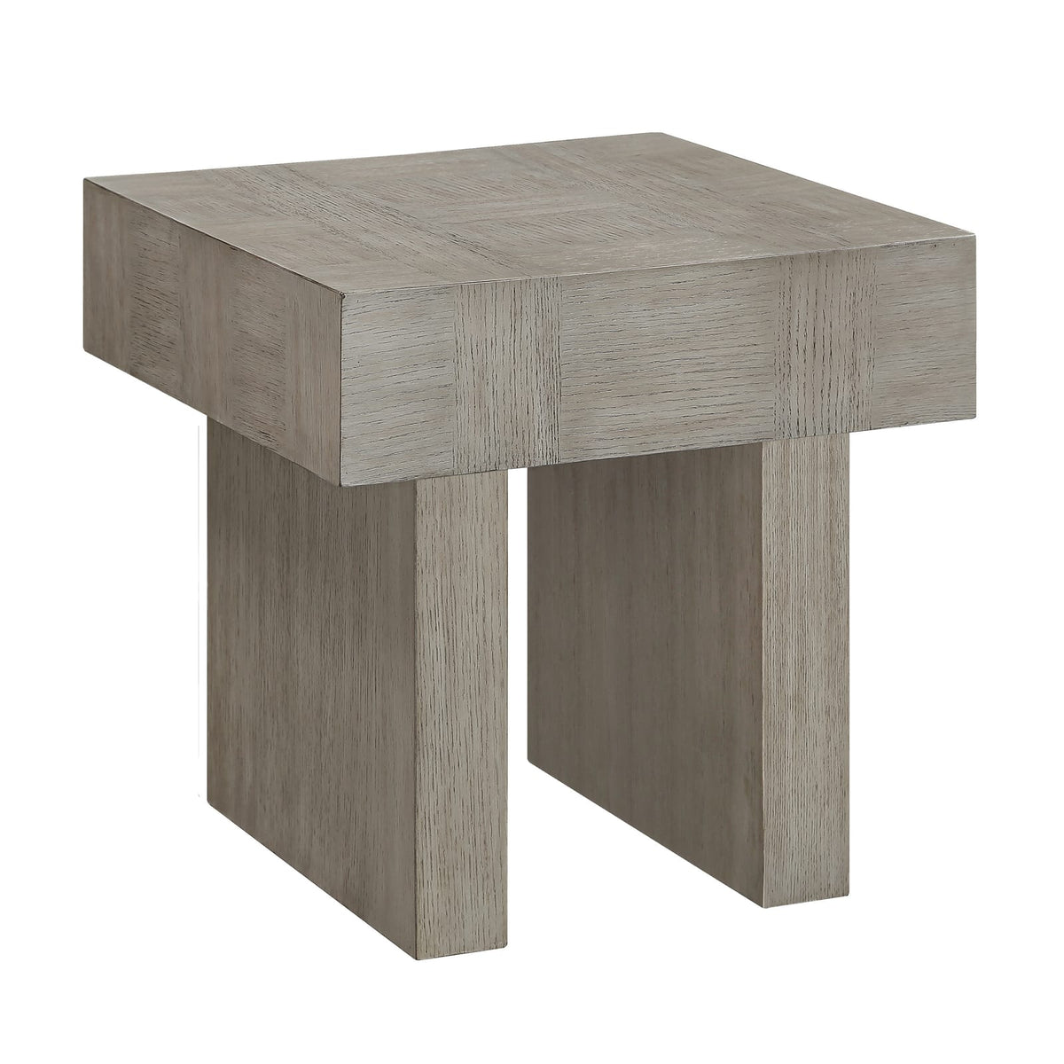 Contemporary Brown Gray End Table - Modern Square Wood Table