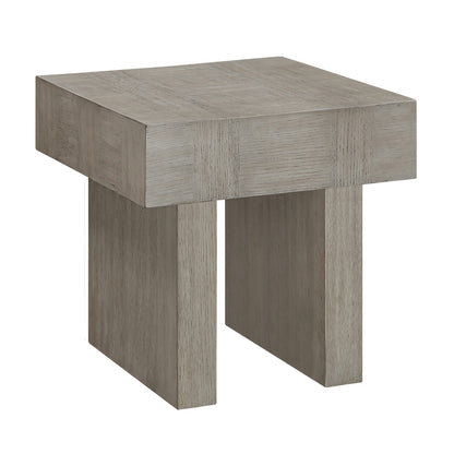 Contemporary Brown Gray End Table - Modern Square Wood Table
