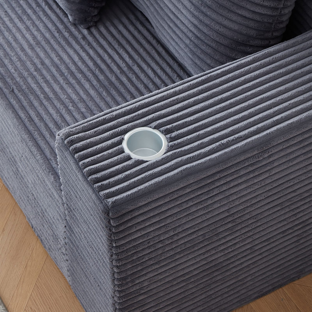Deep Seat Corduroy Modular Cloud Couch with Cup Holders, No Assembly Required