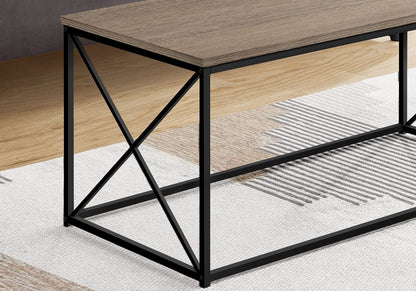 Coffee Table, Taupe & Black Metal - 40" Rectangular Accent Table