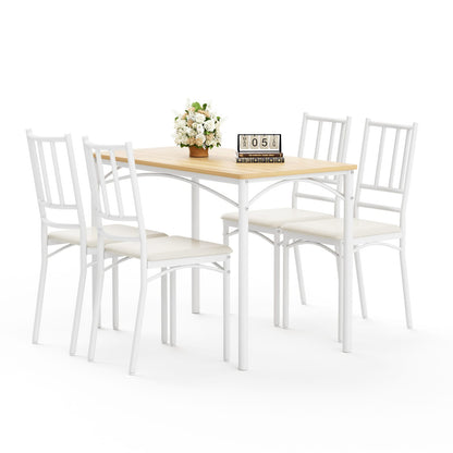 4-Person Dining Table Set - Natural White Industrial Style for Dining Room