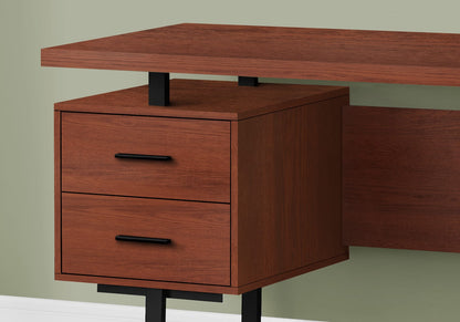 Computer Desk, 60" L with Storage Drawers - Cherry Brown