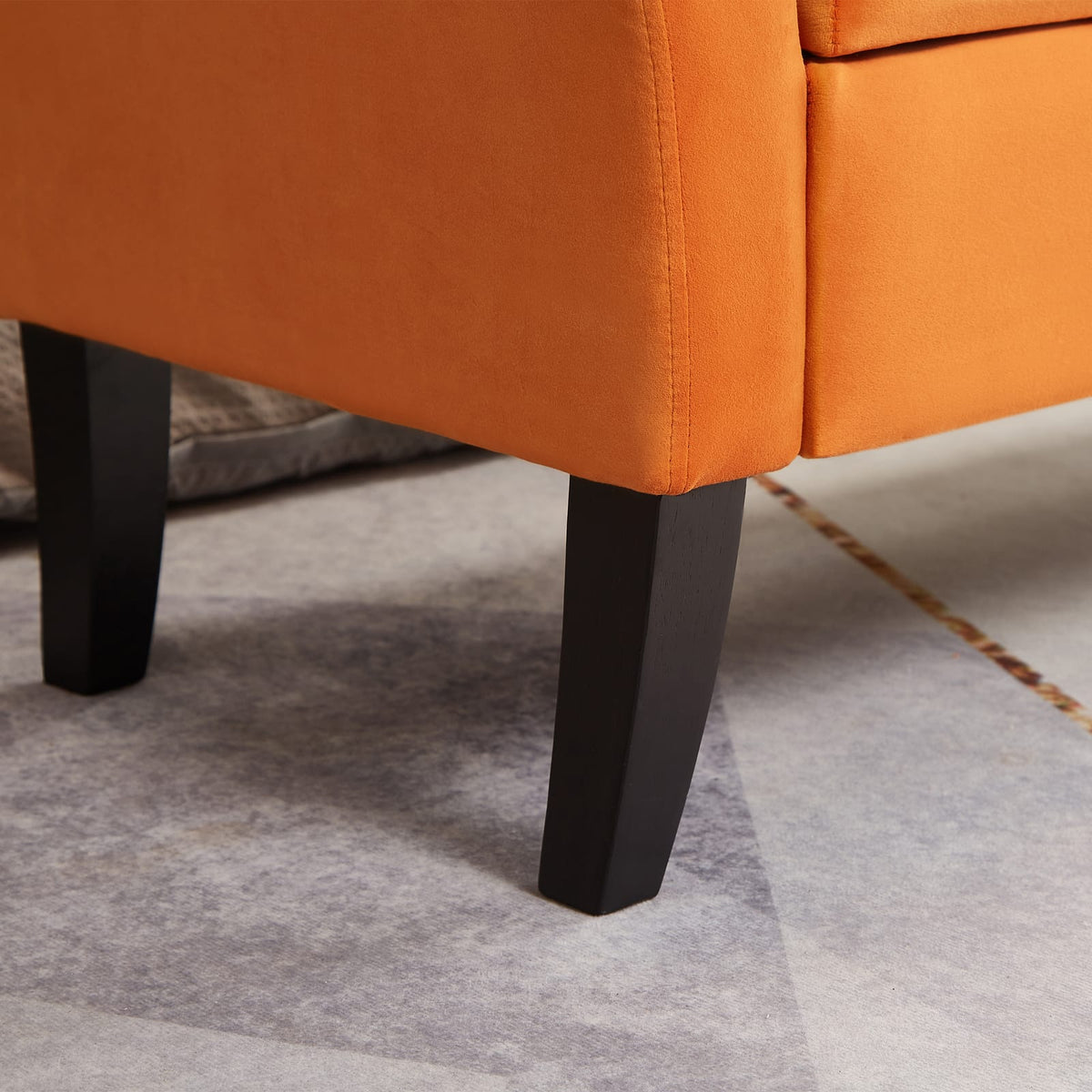 51.5" Orange Velvet Bed Bench with Storage for Bedroom