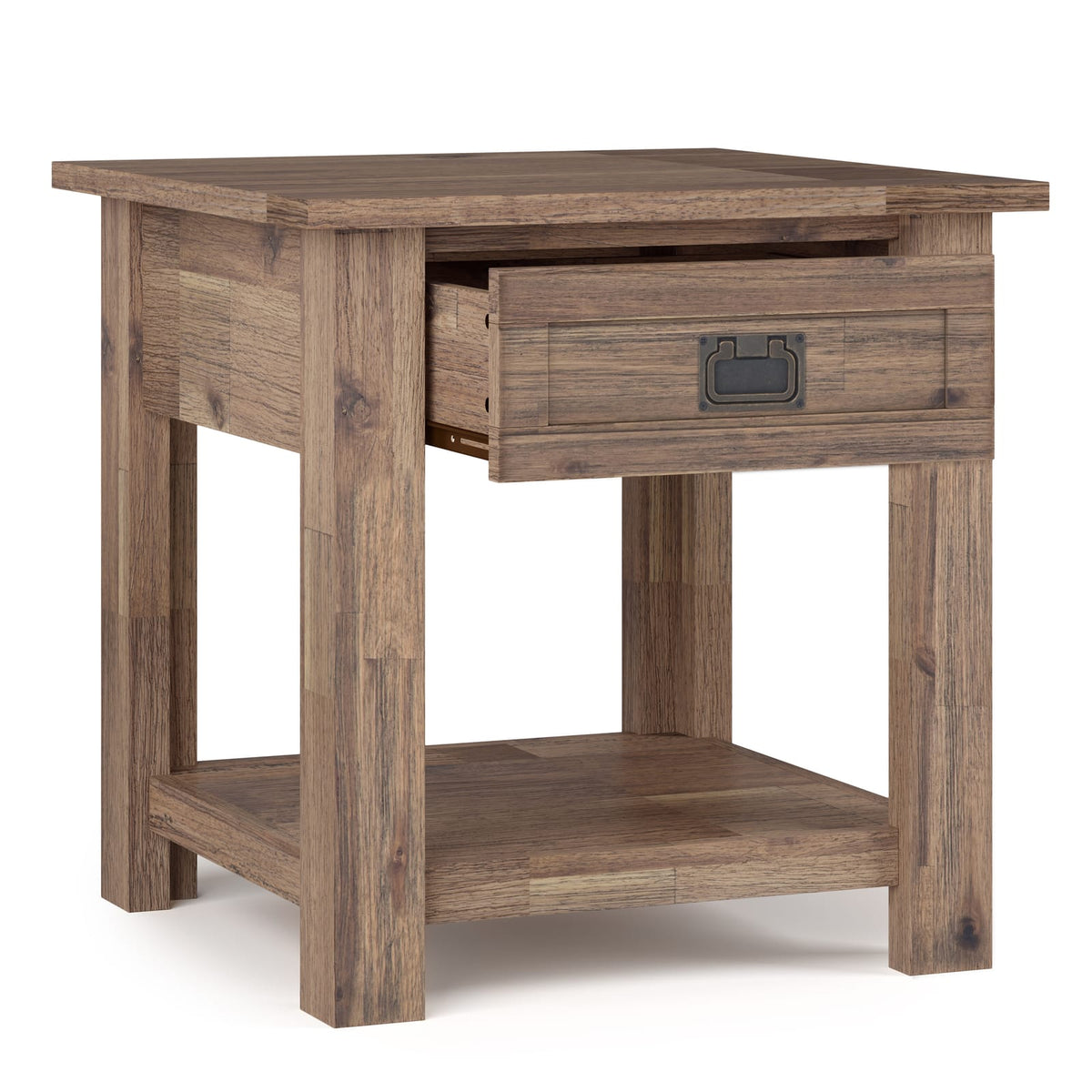 Light Brown Wood End Table - 22" Square Storage Table