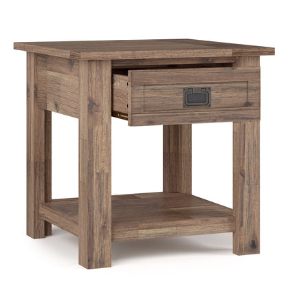 Light Brown Wood End Table - 22" Square Storage Table