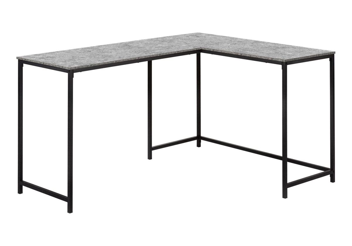 L-Shaped Grey Computer Desk - Corner Office Workstation