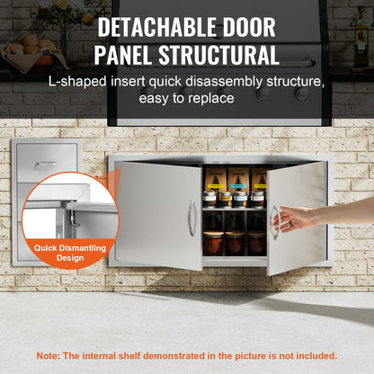 Stainless Steel BBQ Access Door - 42" x 21" Outdoor Kitchen Door