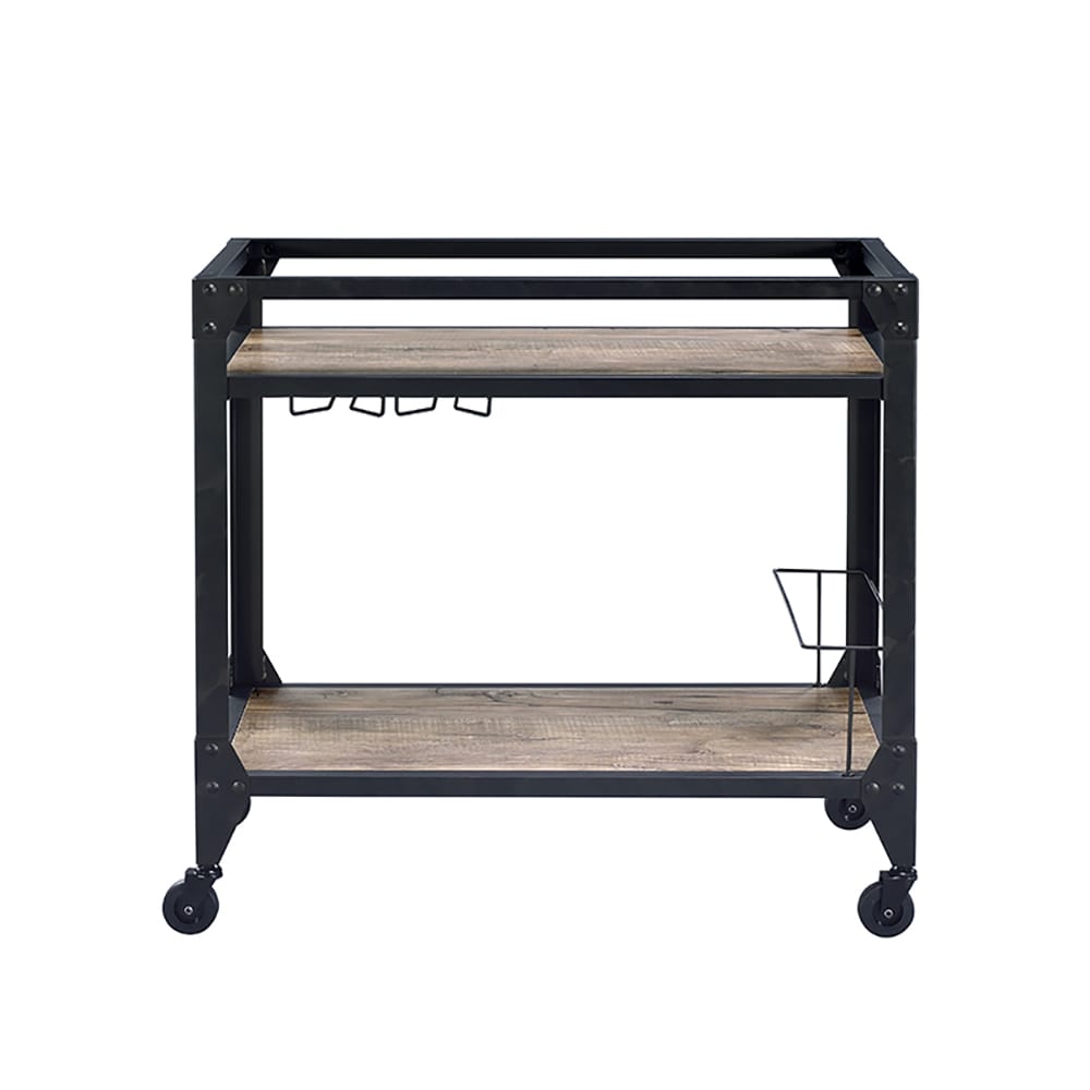 Industrial Wood Metal Serving Cart for Dining Room Storage