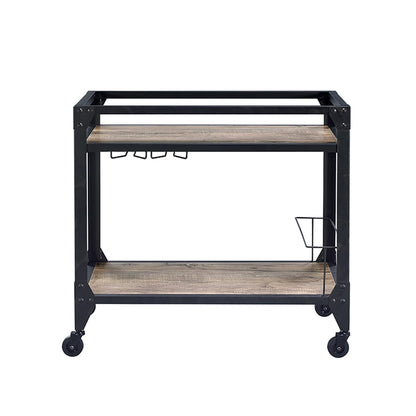 Industrial Wood Metal Serving Cart for Dining Room Storage