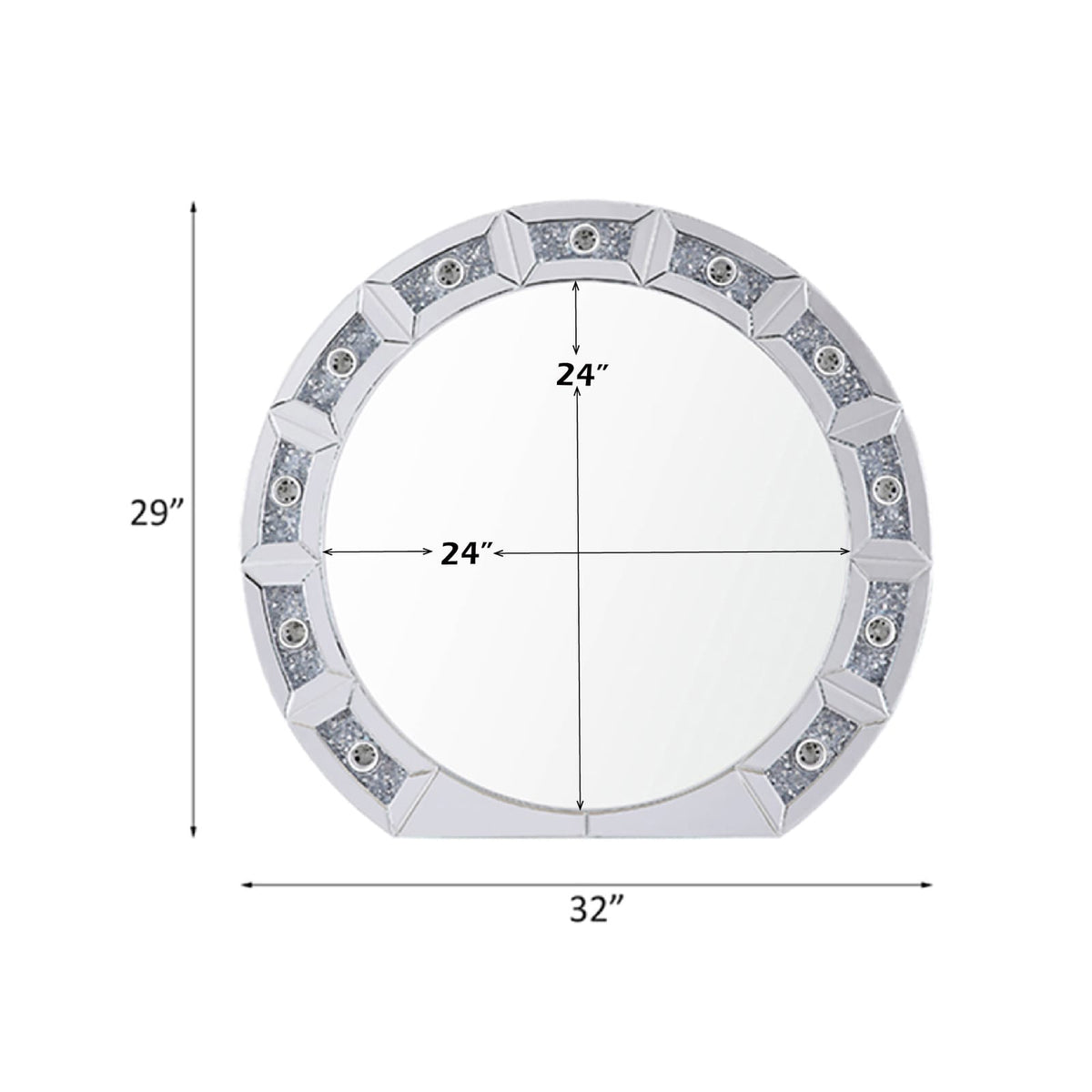Silver Round Mirror with Lights - Accent Wall Decor