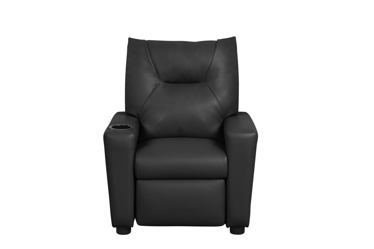 Black Kids Recliner Chair - PU Leather, 13" Seat