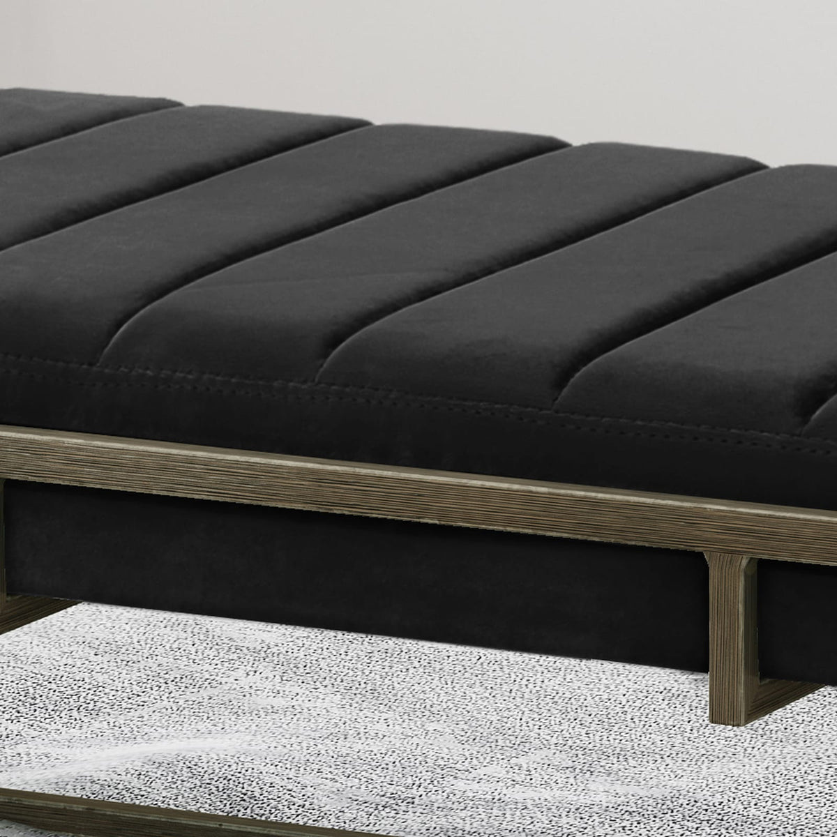 Black Velvet Ottoman Bench - Modern Bedroom Accent