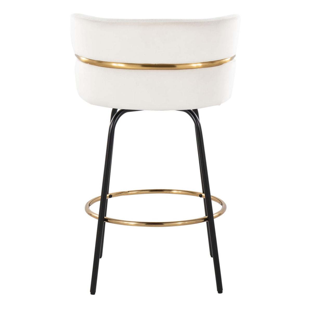 Cream Velvet Swivel Counter Stools - Set of 2