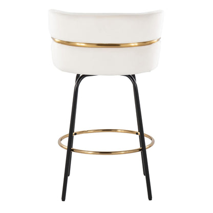 Cream Velvet Swivel Counter Stools - Set of 2