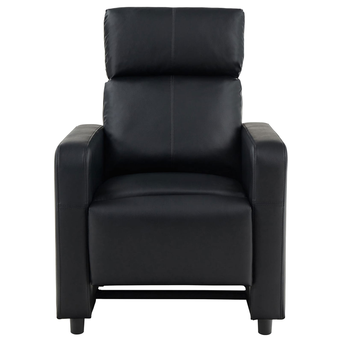 Black Upholstered Push-Back Recliner - Comfortable Living Room Seating