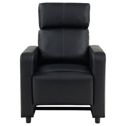 Black Upholstered Push-Back Recliner - Comfortable Living Room Seating