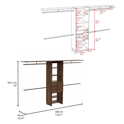 Black & Dark Walnut Bedroom Storage System - Full & Half Size