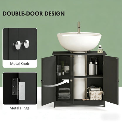 Black MDF Bathroom Sink Cabinet - Under Sink Storage