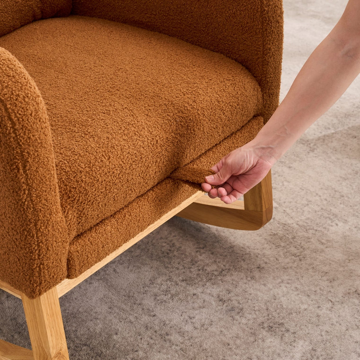 Caramel Rocking Chair with Foam Cushion - Living Room Rocker