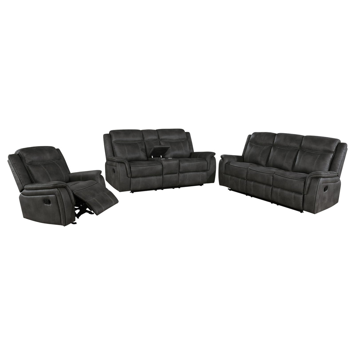 Charcoal 3-Piece Recliner Sofa Set - 84.75"