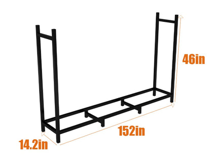 Outdoor Firewood Rack with Cover - 152" Black Metal