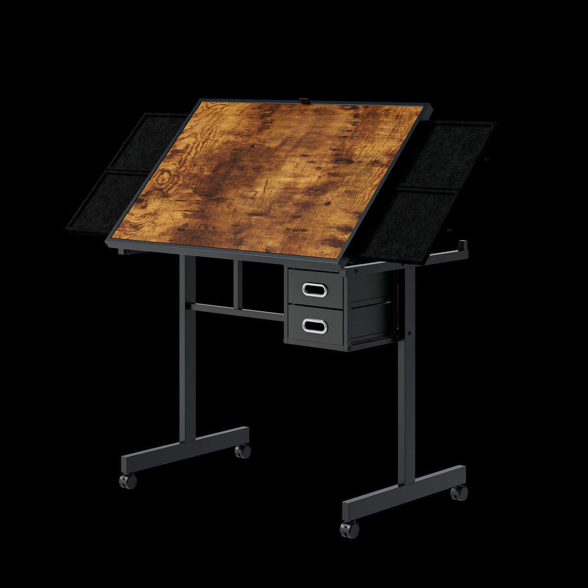 Black Jigsaw Puzzle Table with Storage Drawers