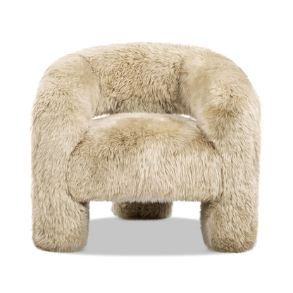 Avalon Sheepskin Accent Chair - Natural Blonde Fur, 35" for Living Room