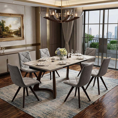Walnut Sintered Stone Dining Table - 6 Person Expandable Table