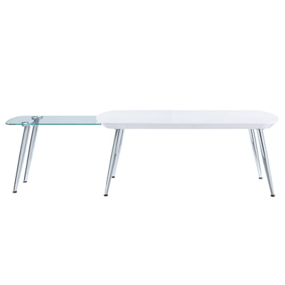 White Synthetic Wood Coffee Table with Pull-Out Top