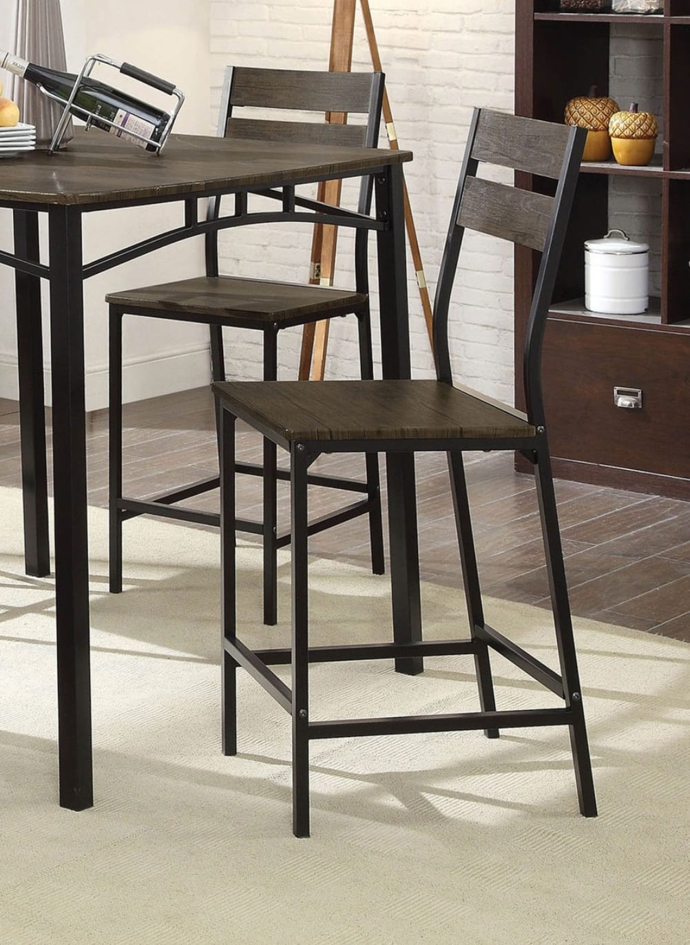 Industrial Style Dining Set with Metal and Wood Table Chairs for Dining Room