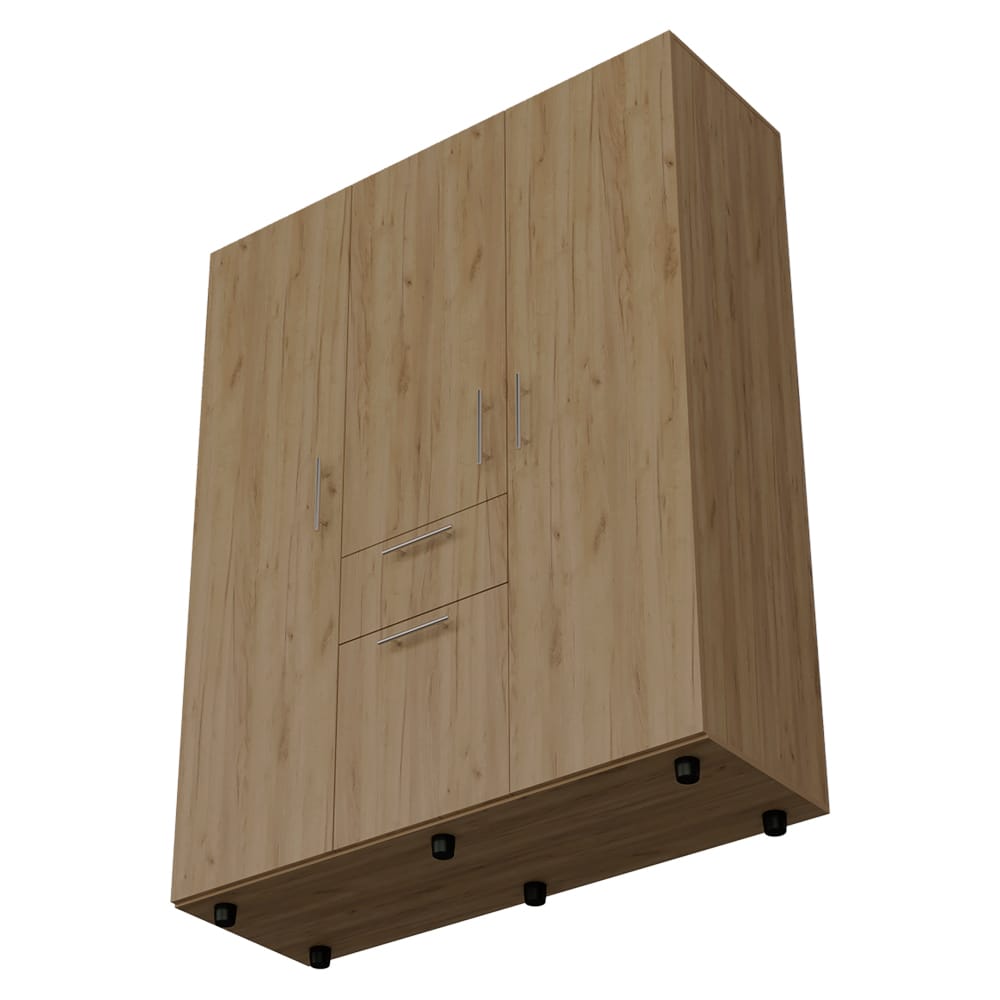 70" Light Oak Bedroom Dresser with Four Doors & Drawer