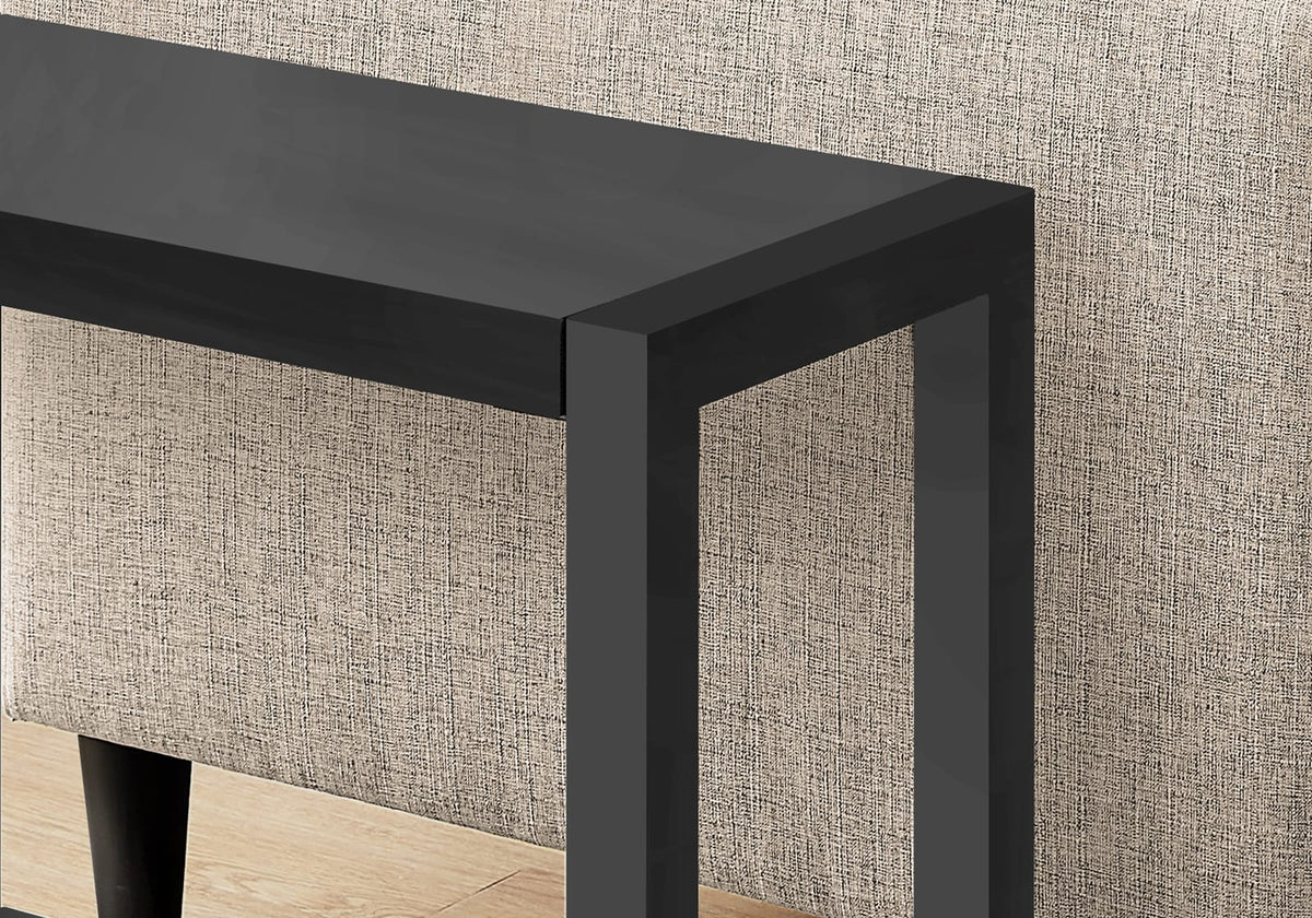 2-Tier Black Accent Table with Storage Shelf for Living Room or Bedroom