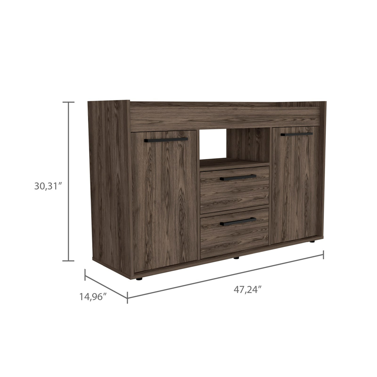 Brown Particle Board Dining Room Sideboard with Storage Cabinets