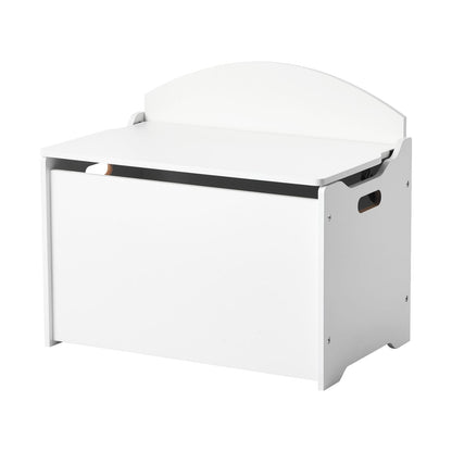 White Kids Storage Bench - MDF Toy Box with Backrest
