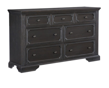 64" Charcoal Wood Bed Dresser Rustic Bedroom Storage
